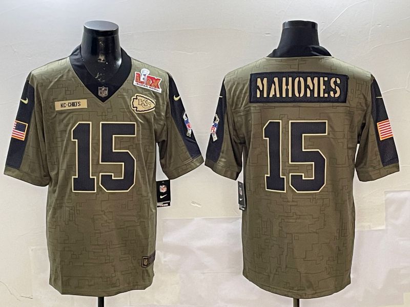 Men Kansas City Chiefs #15 Mahomes Green 2025 Nike Salute to Service Limited NFL Jersey style 3
